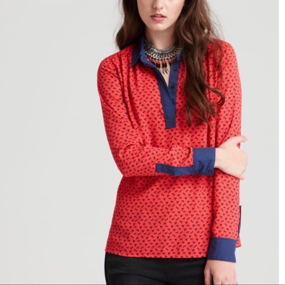 Free People Tops - Free People red navy horses top blouse women M